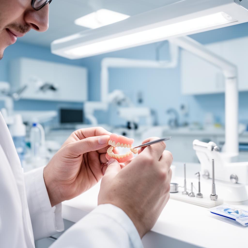 Imagen de un laboratorio dental fabricando unas prótesis dentales.