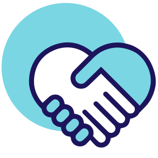 Imagen en forma de icono que representa dos manos unidas formando un corazón.